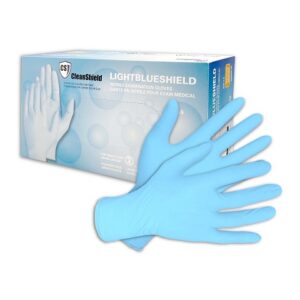 Light blue Shield Nitrile Examination Gloves