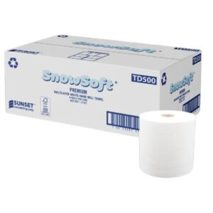 Sunset 7.65" x 500', 2 ply White Hand Towel Rolls - 6 Rolls