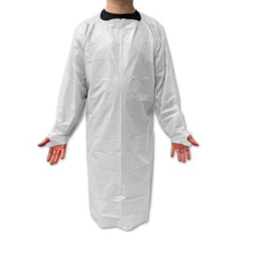 Vergin CPE Gown, 79"*45". Individual Packed. (Blue & white)