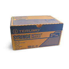 Terumo Luer Lock 3cc Syringe Only 100/Box 10/Case